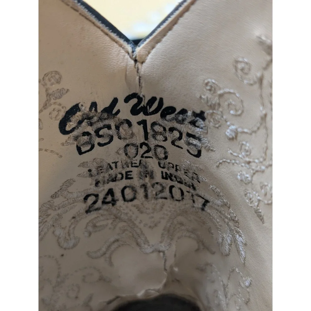 Old West Distressed Charcoal Embroidered Cowboy Boots BSC1825 Coquette Size 2